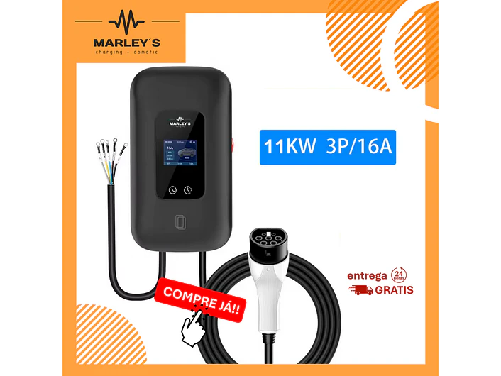 Wallbox Carregador Parede - 11 kw - 16 A - C/ WI-FI e Cartão RFID - Cabo 5 metros 1