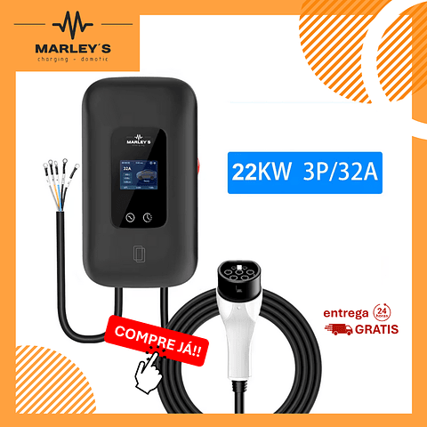 Wallbox Carregador Parede - 22 kw - 32 A - C/ WI-FI e Cartão RFID