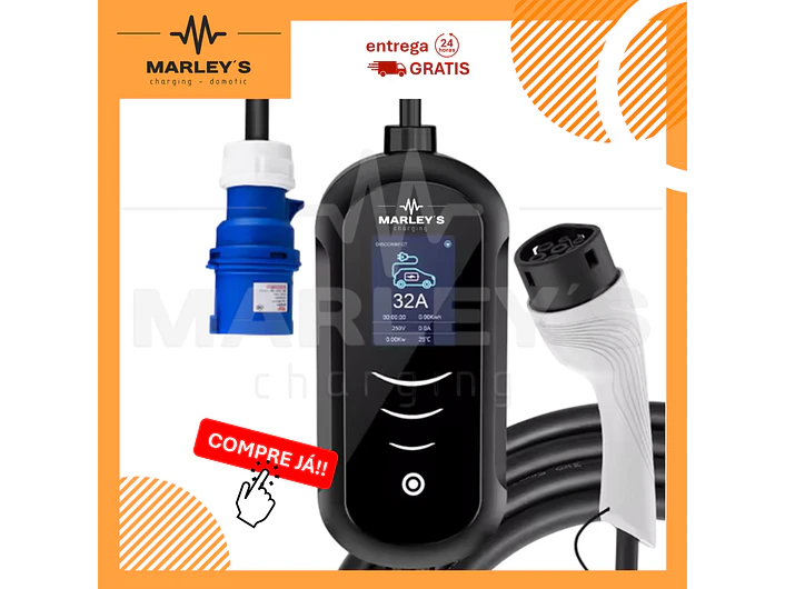 Carregador Portátil 7 kW | 32A | 3,5 Metros | Ecrã LCD | Saco Transporte 1