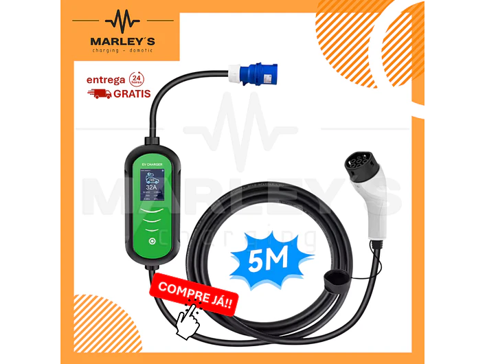 Carregador Portátil 7 kW | 32A | 5 Metros | Ecrã LCD | Saco Transporte 1