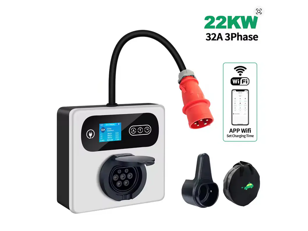 Wallbox 22 kW | 32A | Sem Cabo | App | RFID | Ecrã LCD 2