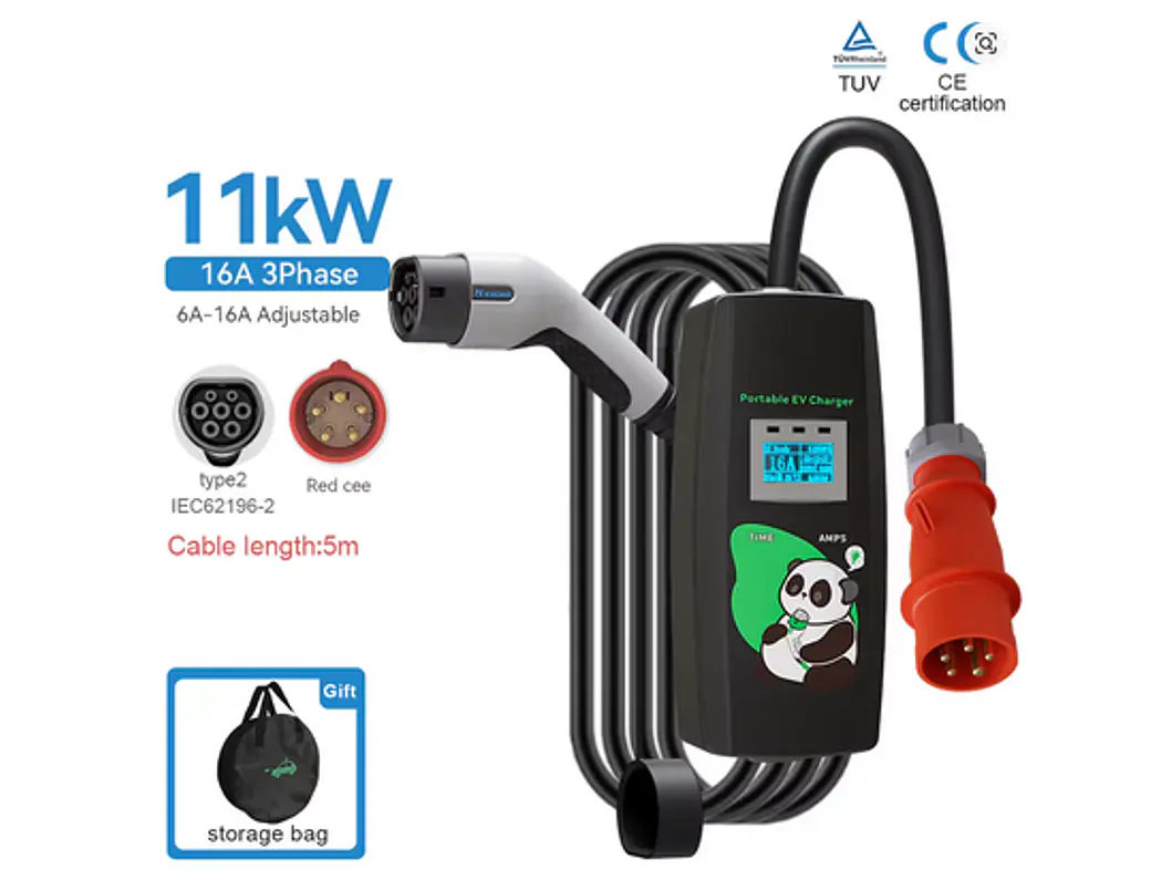 Carregador Portátil 11 kW | 16A | 5 Metros | Saco de Transporte 2