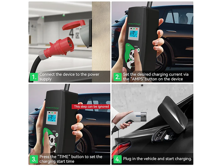 Carregador Portátil 11 kW | 16A | 5 Metros | Saco de Transporte 13