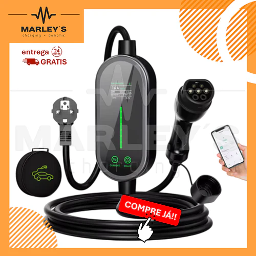 Carregador Portátil 3,5 kW | 16A | 5 ou 10 Metros | App Wi-Fi | Bolsa Transporte