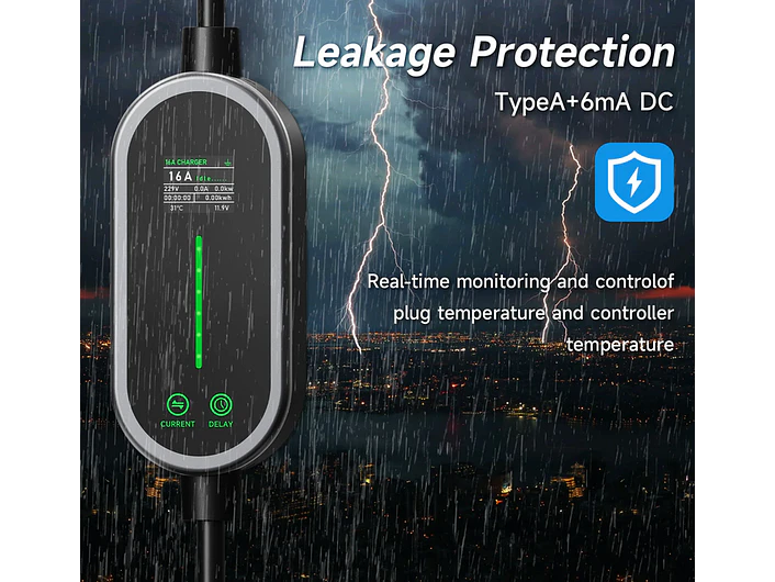 Carregador Portátil 3,5 kW | 16A | 5 ou 10 Metros | App Wi-Fi | Bolsa Transporte 16