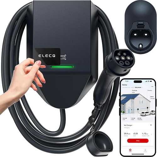 Wallbox 7 kW | 32A | Tomada ou Cabo 5m | App | RFID | OCPP | DLB | Solar