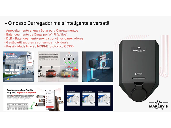 Wallbox 11 kW | 16A | App Wi-Fi | RFID | OCPP | DLB | Solar | Gestão de Utilizadores 8