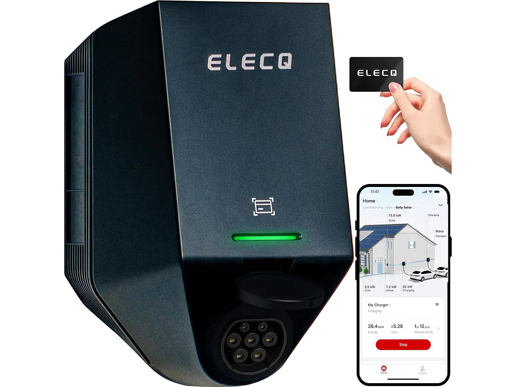 Wallbox 22 kW | 32A | Tomada ou Cabo 5m | App | RFID | OCPP | DLB | Solar 1