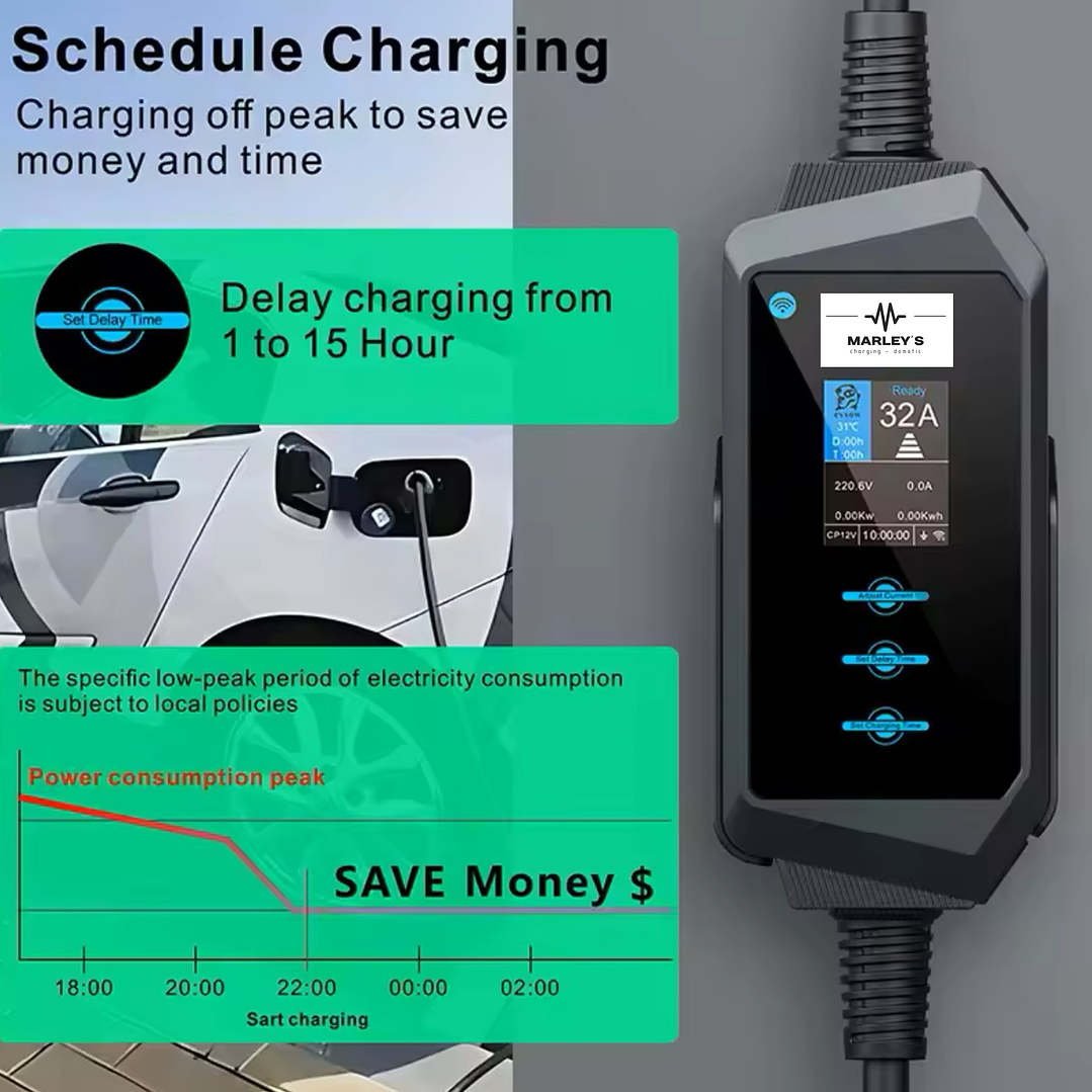 Carregador Portátil 7 kw - 32A - C/ APP - Suporte Parede - Saco Transporte 3