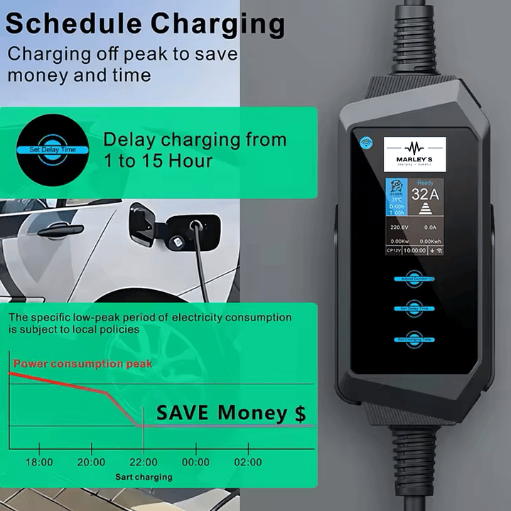 Carregador Portátil 7 kw - 32A - C/ APP - Suporte Parede - Saco Transporte 3