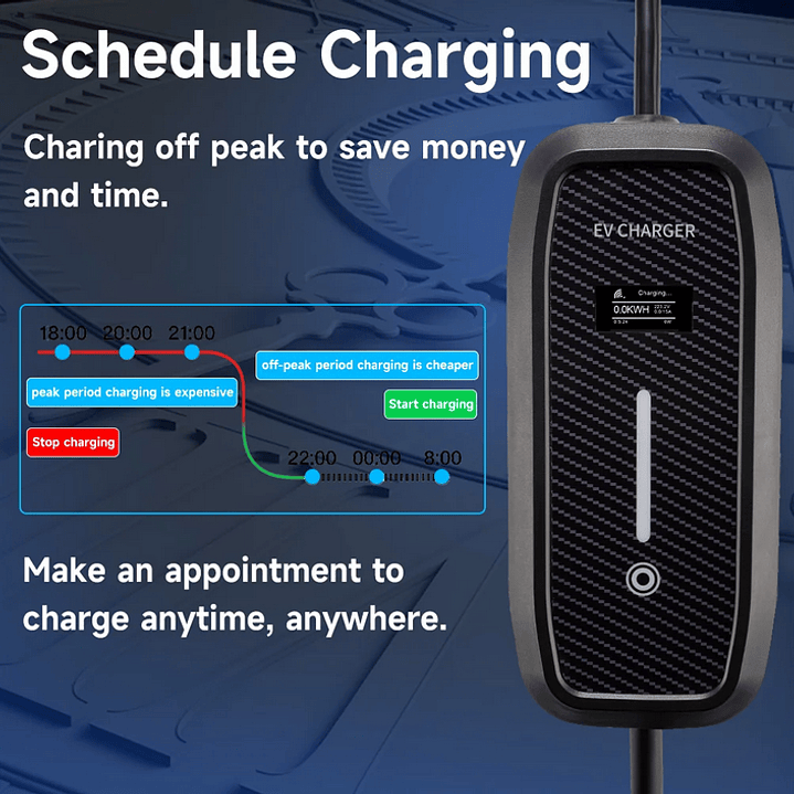 Carregador Portátil 3,5 kw - 16A - WI-FI e APP - 4 Metros Cabo 12