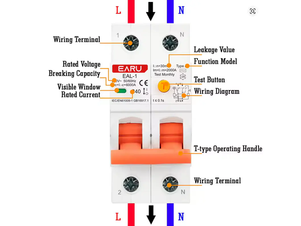 RCBO Diferencial e Disjuntor 2 em 1 - Monofasico - 40a -30 ma - TIPO B 4