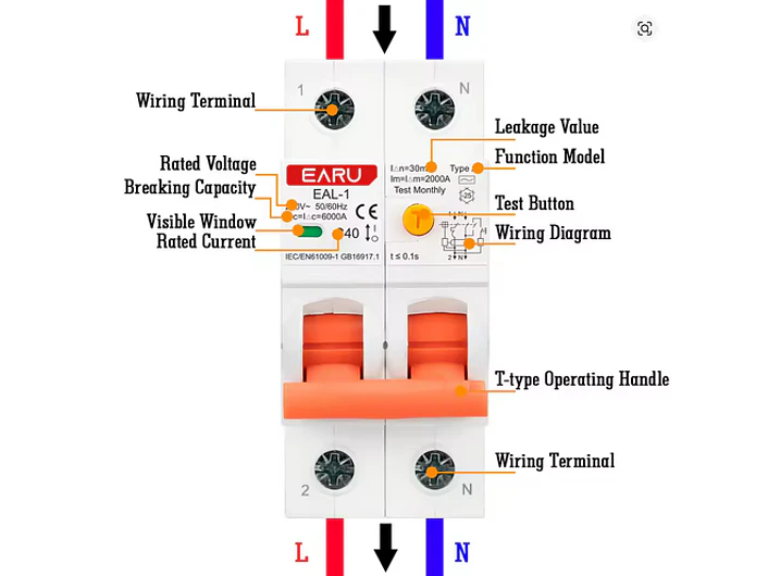 RCBO Diferencial e Disjuntor 2 em 1 - Monofasico - 40a -30 ma - TIPO B 4