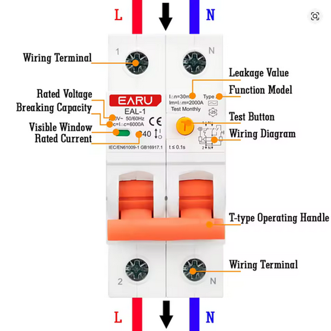 RCBO Diferencial e Disjuntor 2 em 1 - Monofasico - 40a -30 ma - TIPO B 4
