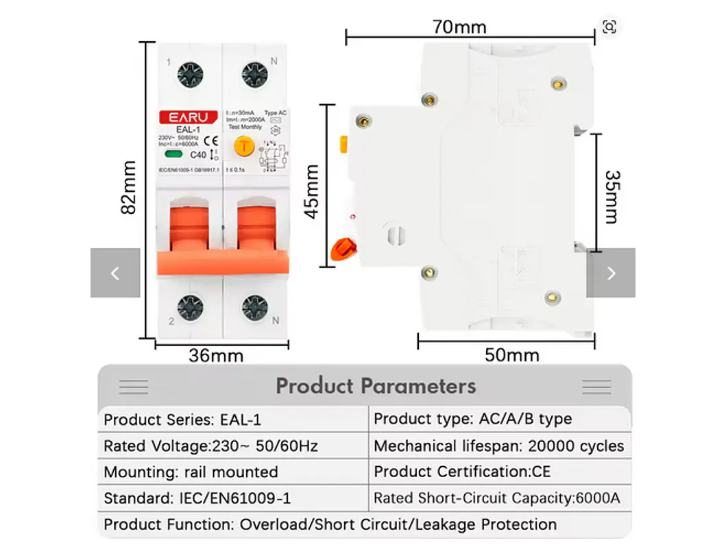 RCBO Diferencial e Disjuntor 2 em 1 - Monofasico - 40a -30 ma - TIPO B 6