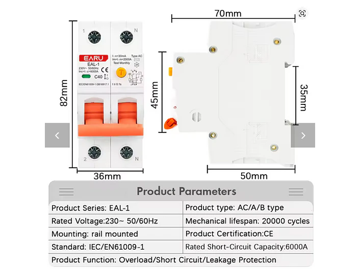 RCBO Diferencial e Disjuntor 2 em 1 - Monofasico - 40a -30 ma - TIPO B 6