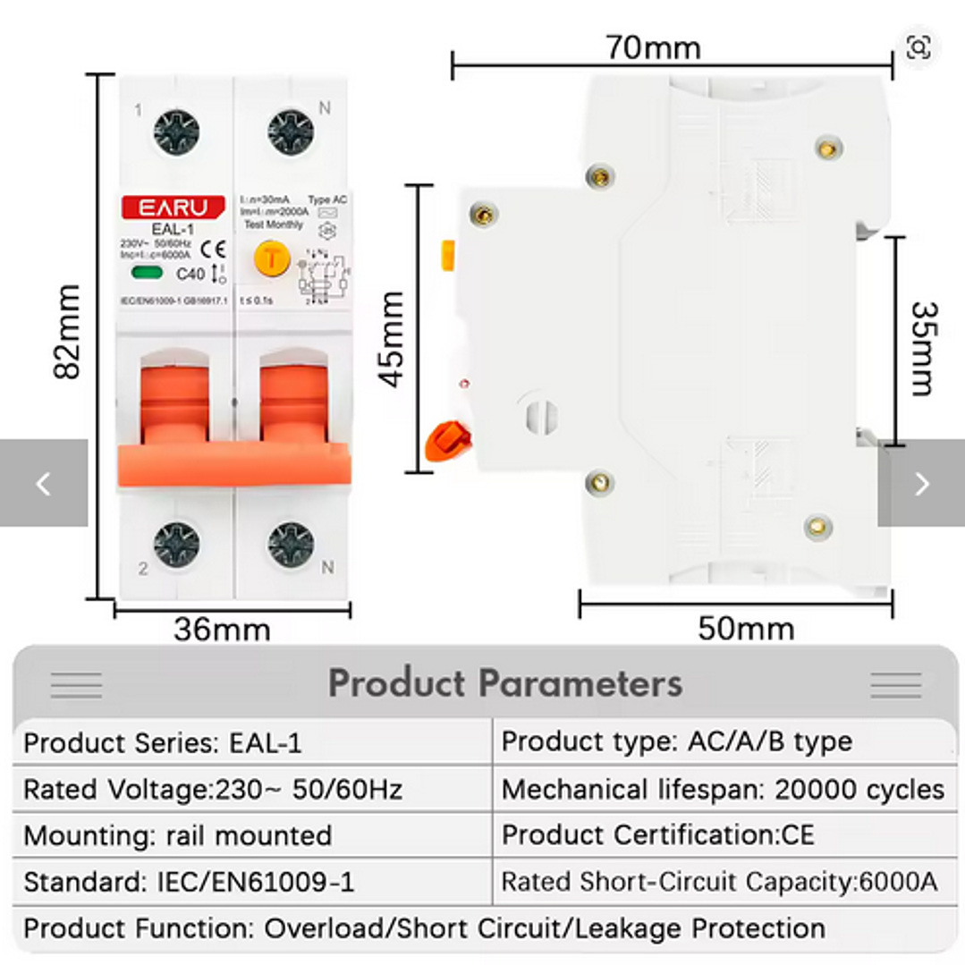 RCBO Diferencial e Disjuntor 2 em 1 - Monofasico - 40a -30 ma - TIPO B 6