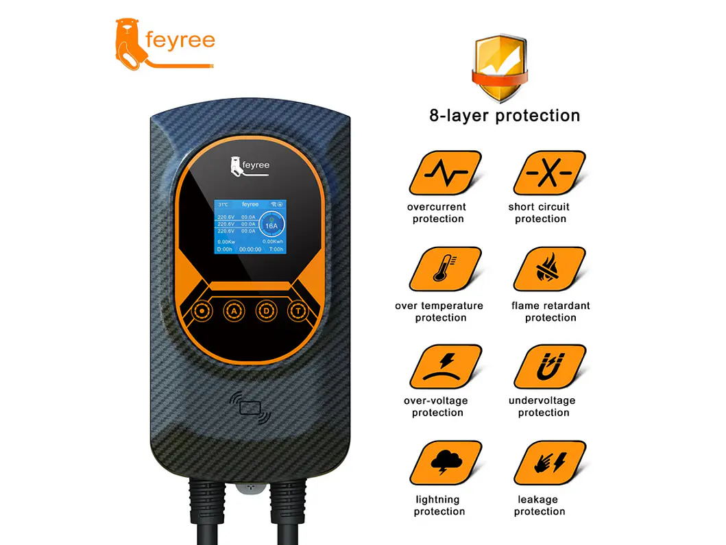 Wallbox 11 kW | 16A | Cabo 5 ou 10m | App Wi-Fi | RFID | Ecrã LCD | DLB - Balanceamento Carga 18