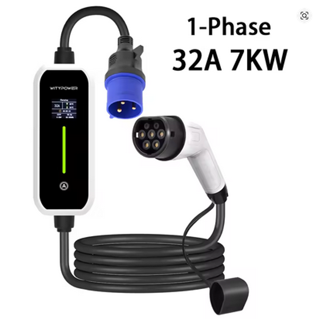 Carregador Portátil 7 kw - 32A - c/ Bolsa Transporte - 5 metros cabo 4