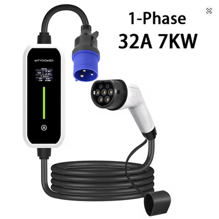 Carregador Portátil 7 kw - 32A - c/ Bolsa Transporte - 5 metros cabo 4