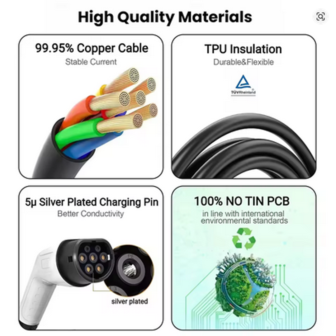 Carregador Portátil 7 kw - 32A - c/ Bolsa Transporte - 5 metros cabo 6