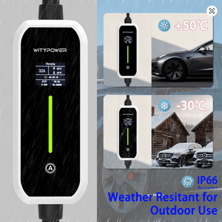 Carregador Portátil 7 kw - 32A - c/ Bolsa Transporte - 5 metros cabo 9