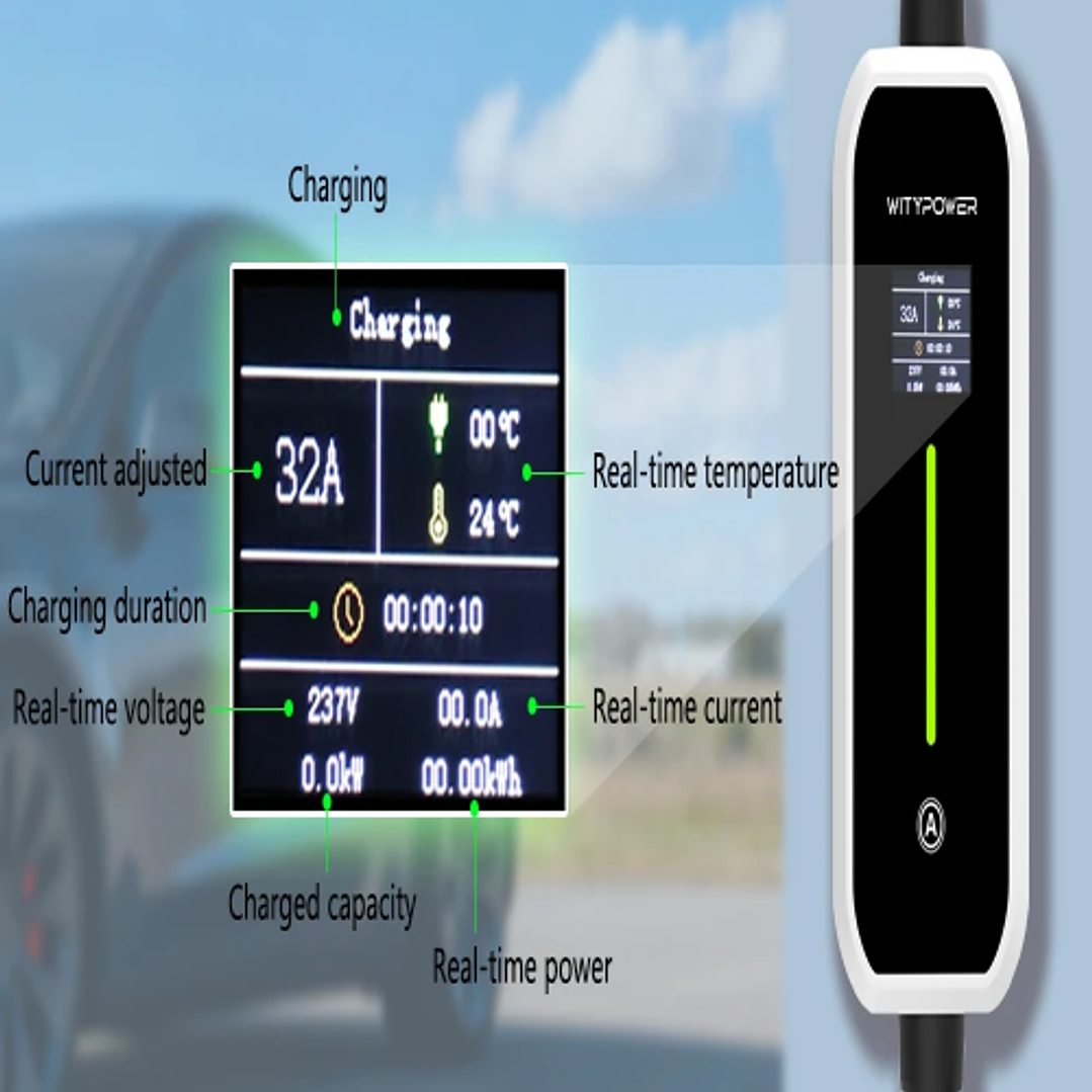 Carregador Portátil 7 kw - 32A - c/ Bolsa Transporte - 5 metros cabo 10