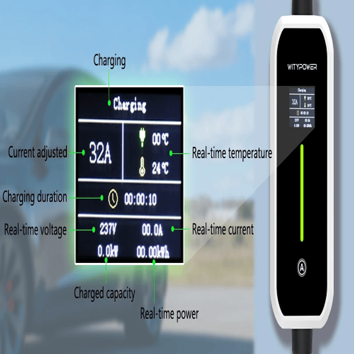 Carregador Portátil 7 kw - 32A - c/ Bolsa Transporte - 5 metros cabo 10