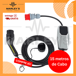 Carregador Portátil Veiculos Eletricos 11 kw - 16A - 15 METROS DE CABO