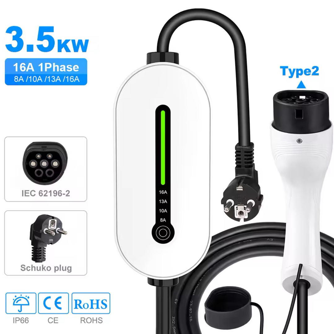 Carregador Portátil Doméstico - 3.5 kw - 16A - 5 METROS CABO  3