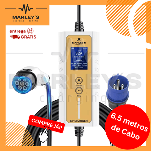 Carregador Portátil 7 kw - 32A - Saco Transporte - 6.5 METROS CABO