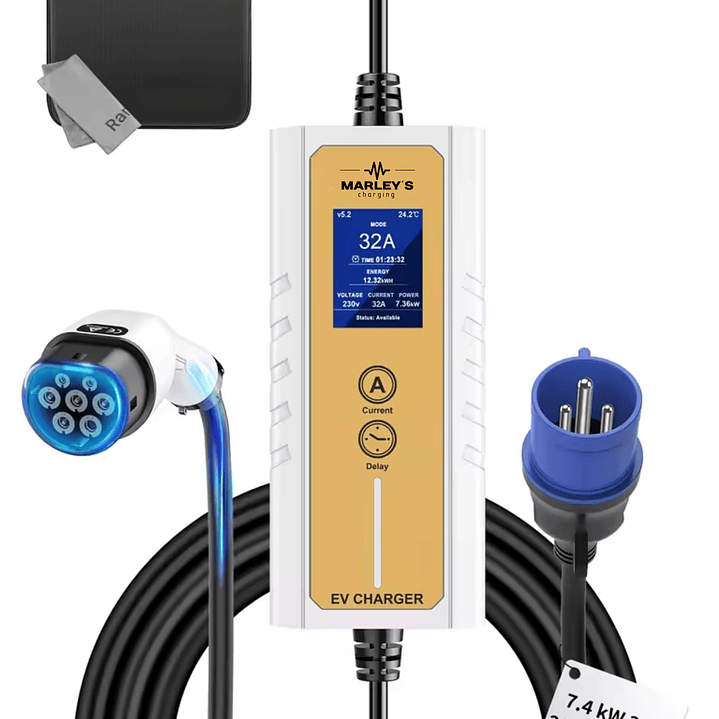 Carregador Portátil 7 kw - 32A - Saco Transporte - 6.5 METROS CABO 2