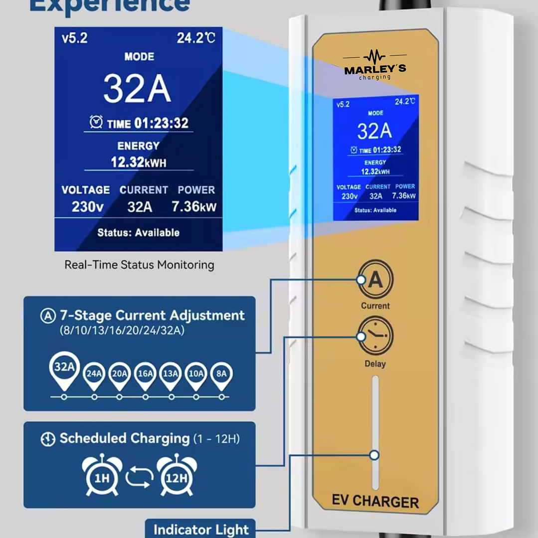 Carregador Portátil 7 kw - 32A - Saco Transporte - 6.5 METROS CABO 7