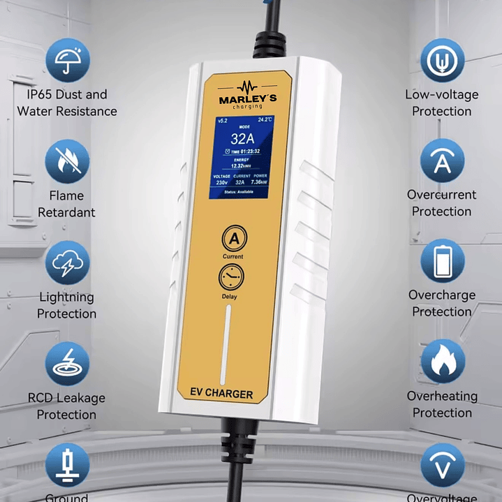 Carregador Portátil 7 kw - 32A - Saco Transporte - 6.5 METROS CABO 9