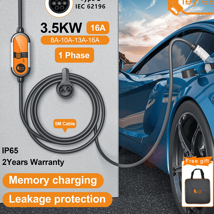 Carregador Portátil 3,5 kw - 16A - Bolsa Transporte - 5 METROS CABO 6