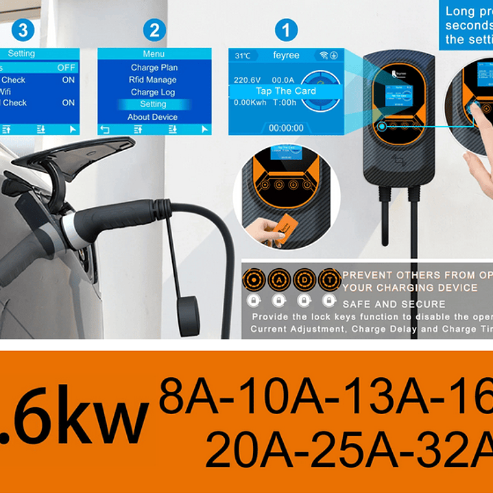 Wallbox Carregador Parede - 22 kw - 32A - Balanceamento Carga - APP e Cartões 21