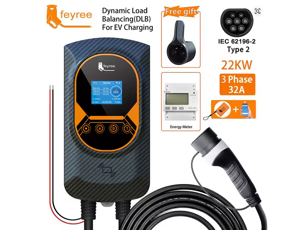 Wallbox 22 kW | 32A | Cabo 5 ou 10m | App | RFID | Ecrã | DLB - Balanceamento Carga 2