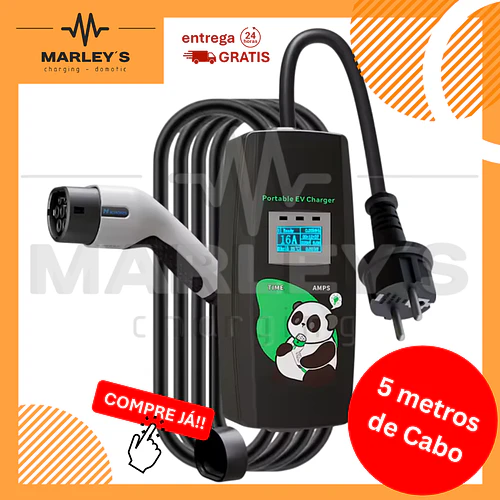 Carregador Portátil 3,5 kW | 16A | 5 Metros | Saco Transporte
