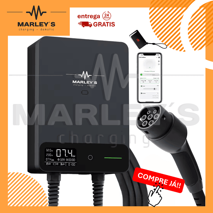 Wallbox Carregador Parede - 11 kw - 16 A - C/ APP WI-FI e Cartões - 10 METROS Cabo 1