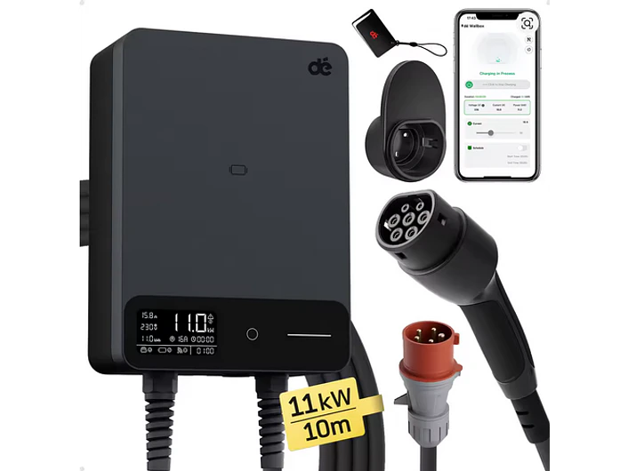 Wallbox 11 kW | 16A | Cabo 10m | App Wi-Fi | RFID | Ecrã LCD 2