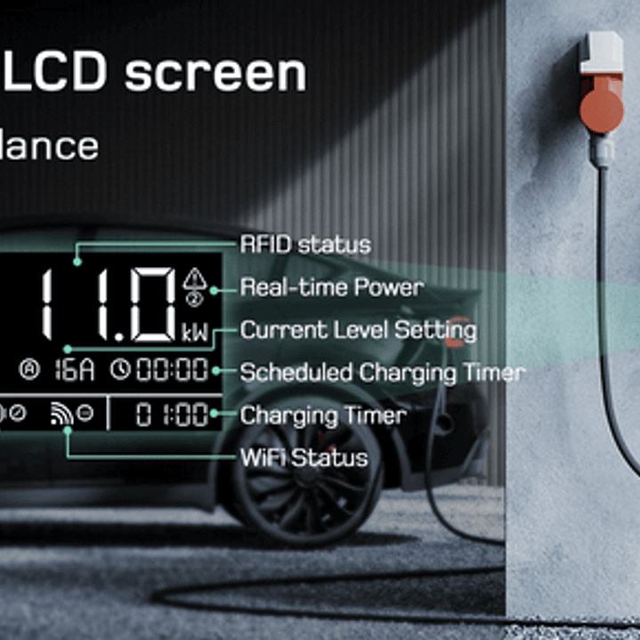 Wallbox Carregador Parede - 22 kw - 32 A - C/ APP WI-FI e Cartões - 10 METROS Cabo 8