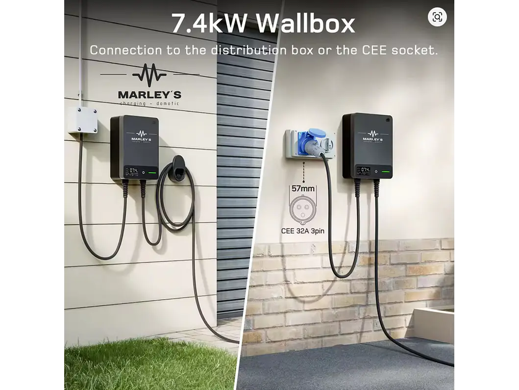 Wallbox 7 kW | 32A | Cabo 7,5m ou 10m | App Wi-Fi | RFID | Ecrã LCD 4