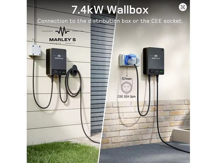 Wallbox 7 kW | 32A | Cabo 7,5m ou 10m | App Wi-Fi | RFID | Ecrã LCD 4