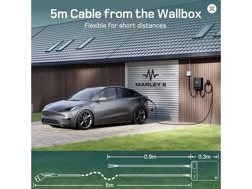 Wallbox 7 kW | 32A | Cabo 7,5m ou 10m | App Wi-Fi | RFID | Ecrã LCD 5