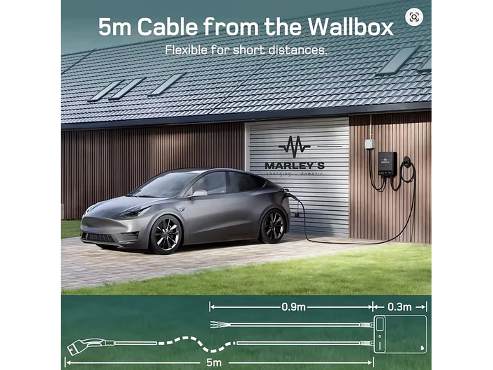 Wallbox 7 kW | 32A | Cabo 7,5m ou 10m | App Wi-Fi | RFID | Ecrã LCD 5