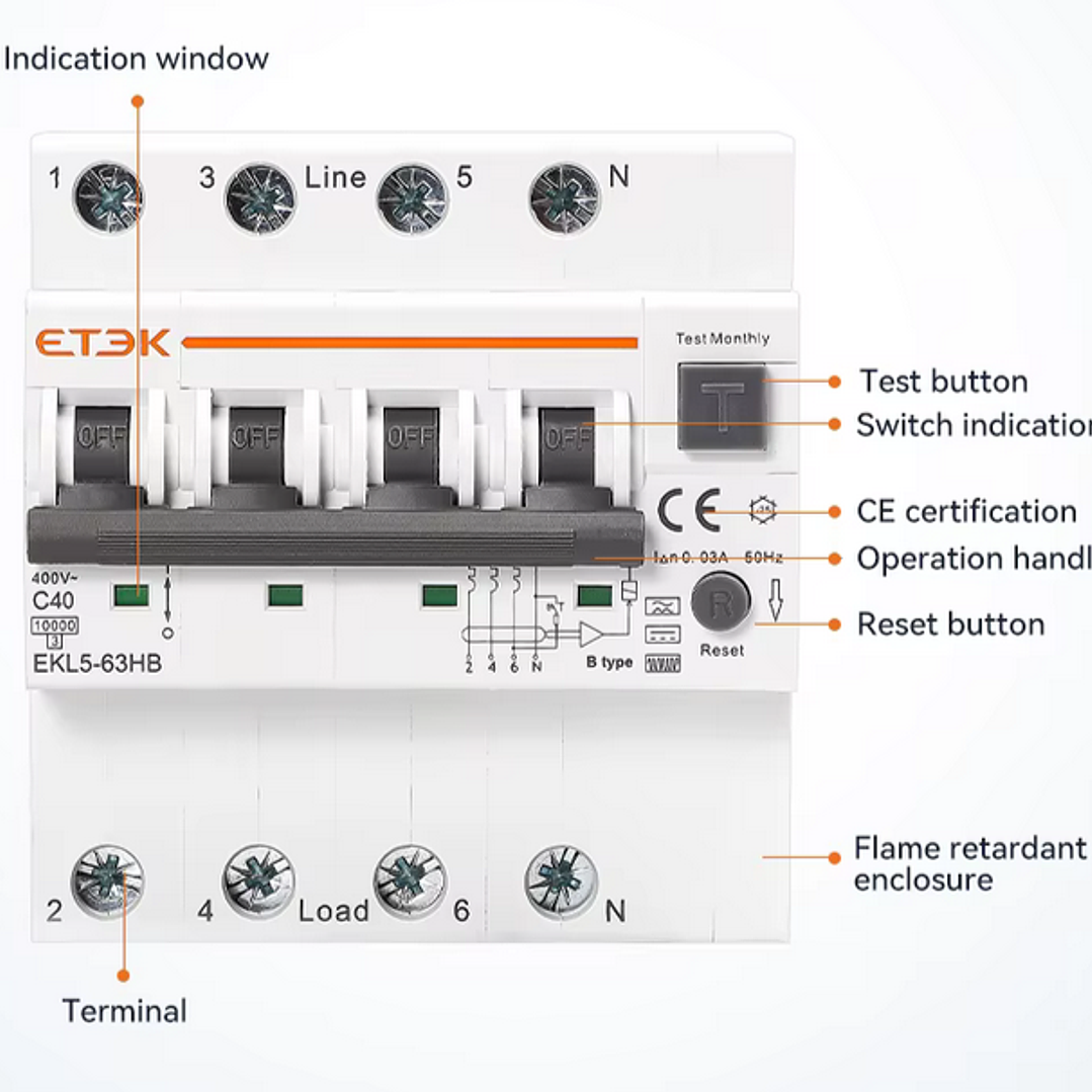 RCBO Diferencial e Disjuntor 2 em 1 - TRIFASICO - 40a - 30 ma - TIPO B 7
