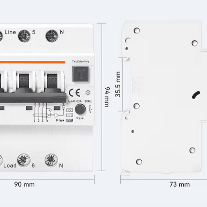 RCBO Diferencial e Disjuntor 2 em 1 - TRIFASICO - 40a - 30 ma - TIPO B 6