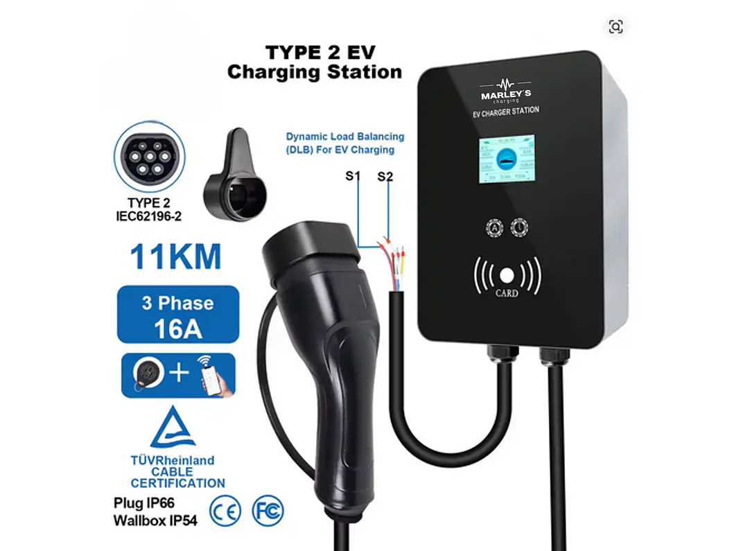 Wallbox 11 kW | 16A | Cabo 5 ou 10m | App Wi-Fi | RFID | Ecrã LCD | DLB - Balanceamento Carga 2