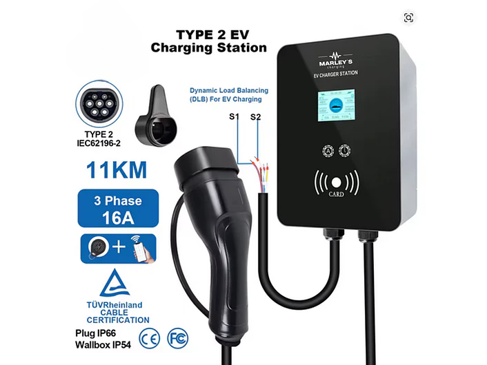 Wallbox 11 kW | 16A | Cabo 5 ou 10m | App Wi-Fi | RFID | Ecrã LCD | DLB - Balanceamento Carga 2