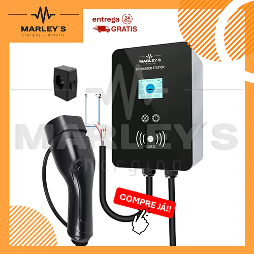 Wallbox 22 kW | 32A | Cabo 5 ou 10m | App | RFID | Ecrã | DLB - Balanceamento Carga